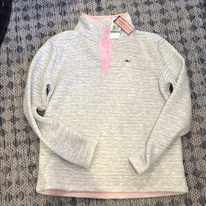 Vineyard Vines Kids Gray and Pink Pullover